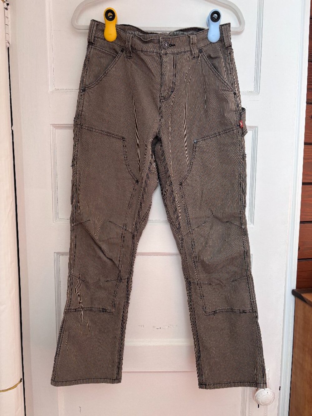 Dovetail Workwear Old School High Rise Pant in Hickory Stripe Denim (Size 6/28)